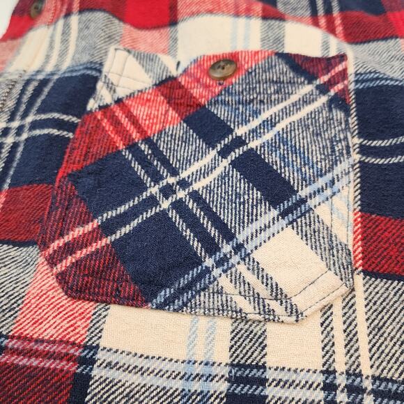 CE Schmidt Workwear Flannel Button Up Size Large Red & Blue 100% Cotton - Picture 5 of 8